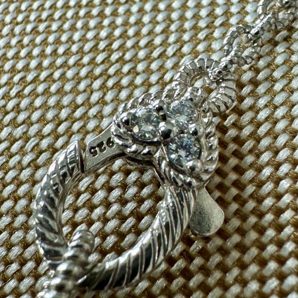 Judith Ripka Silver Necklace with 5 Crystal Accents 18” With 2” Extender - Picture 8 of 12